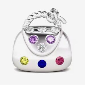 Silver Handbag Charm with Multicolor Gemstones